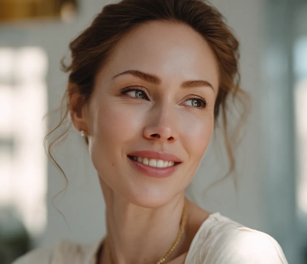 Model smiling